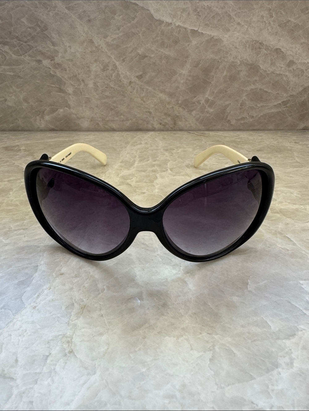 Fendi Zucca Black Frame Sunglasses with Cream Temples with case